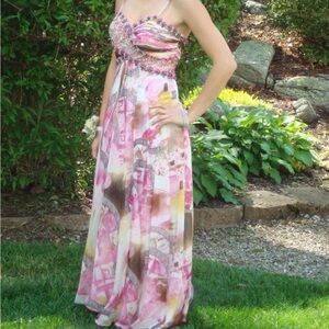 Beautiful beaded bodice multicolor prom dress